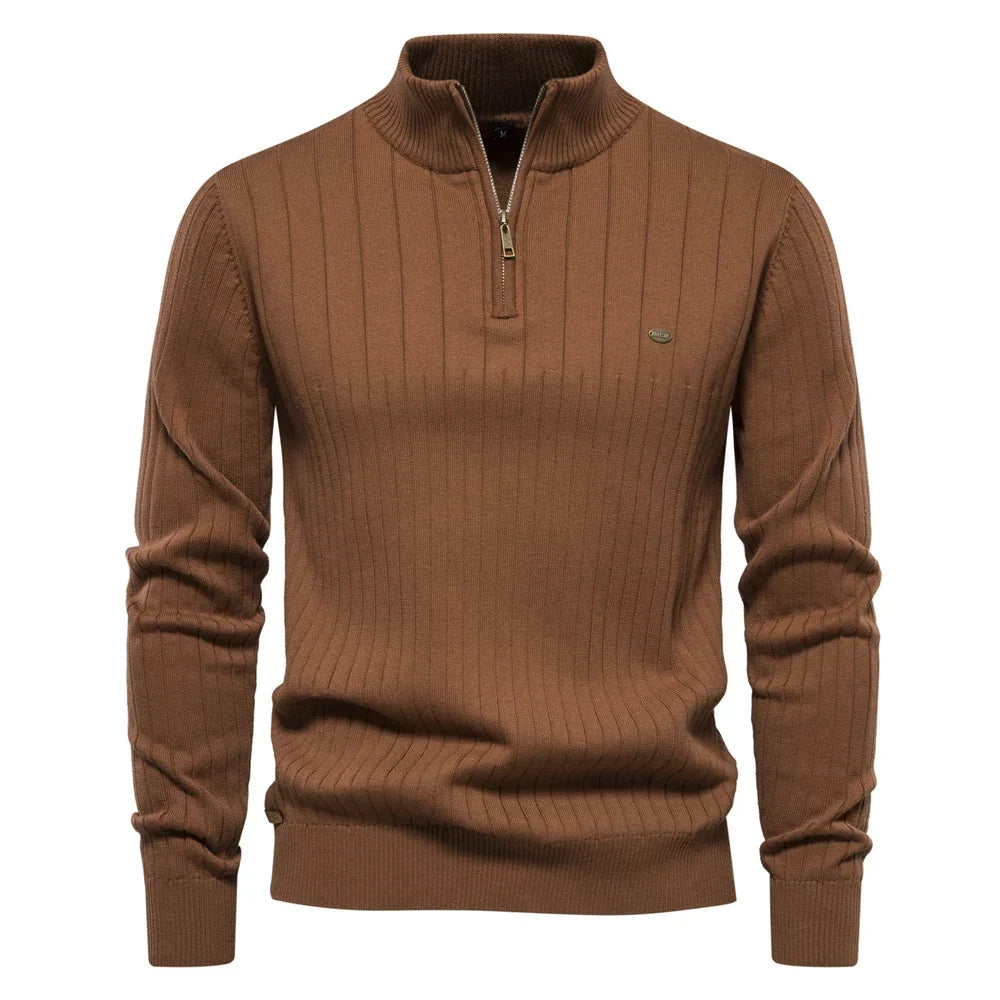 Jersey de punto casual para hombre con cremallera