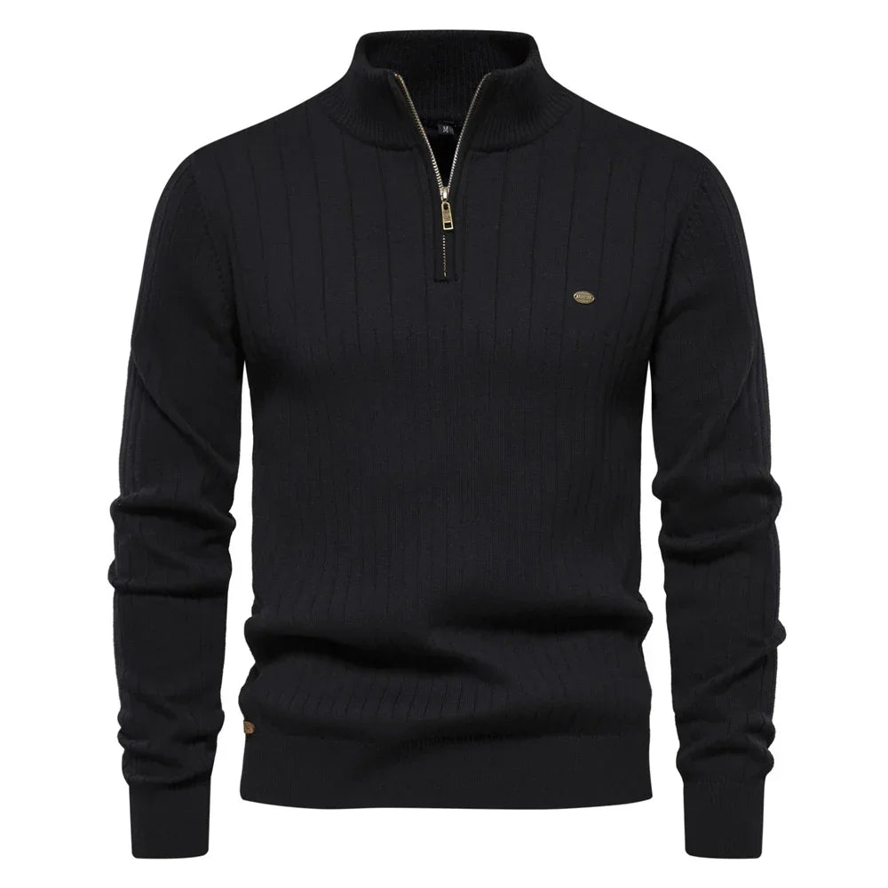 Jersey de punto casual para hombre con cremallera