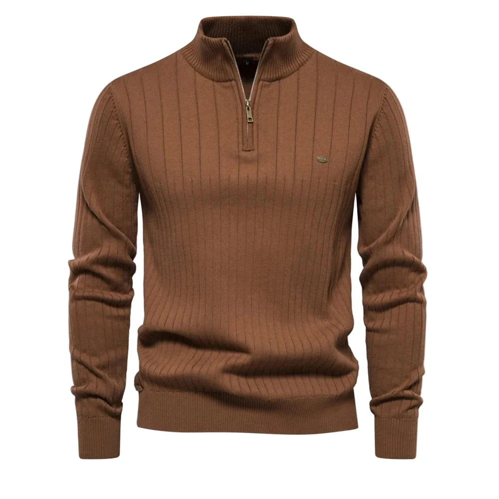 Jersey de punto casual para hombre con cremallera