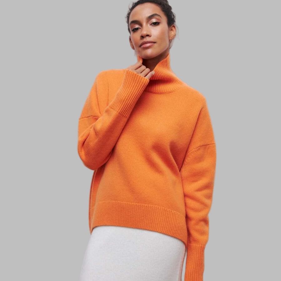 Jersey de punto con cuello alto holgado para mujer