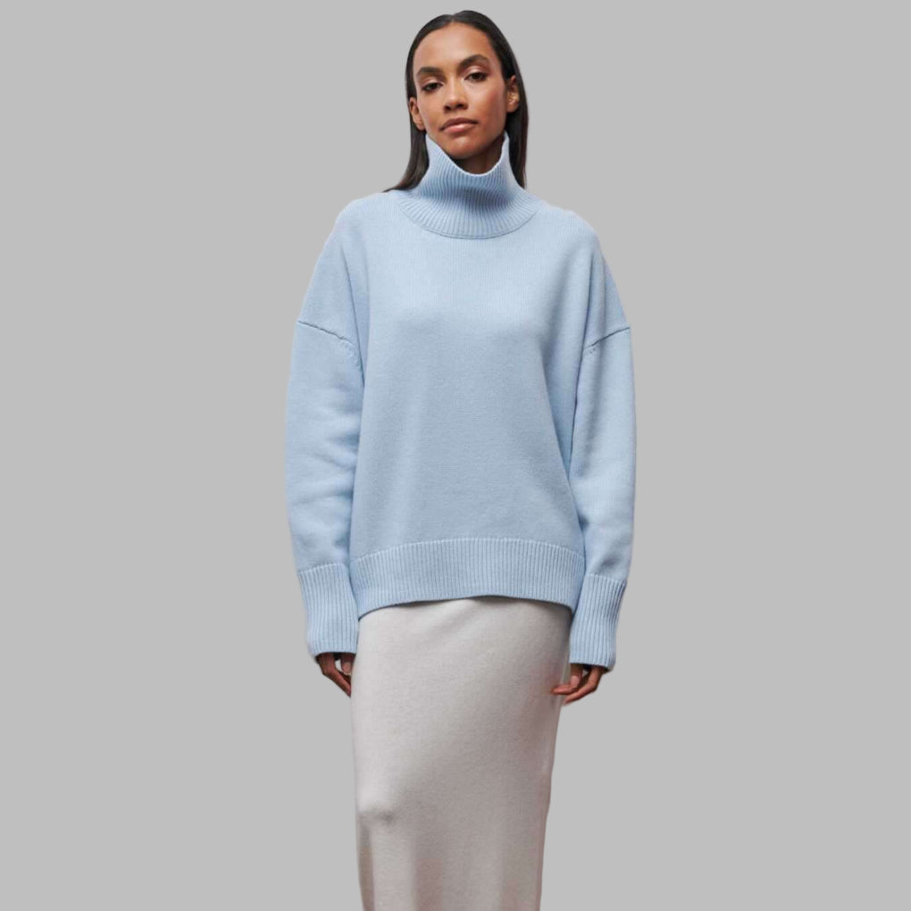 Jersey de punto con cuello alto holgado para mujer