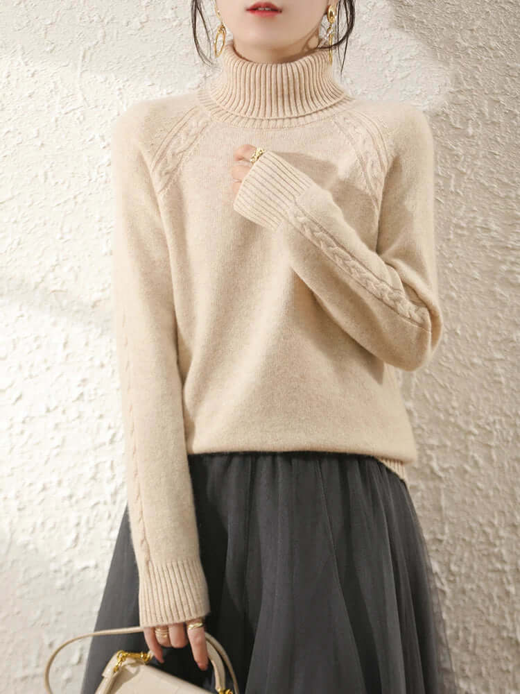 Jersey de punto con cuello alto para mujer