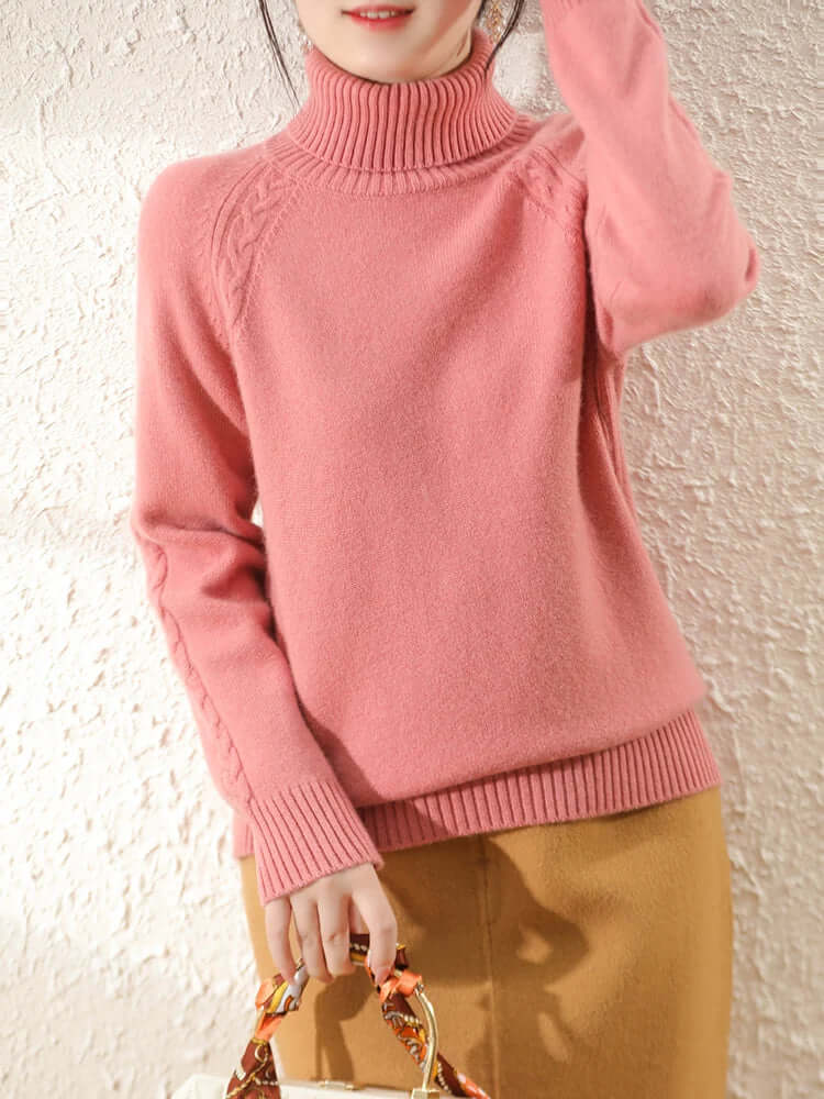 Jersey de punto con cuello alto para mujer
