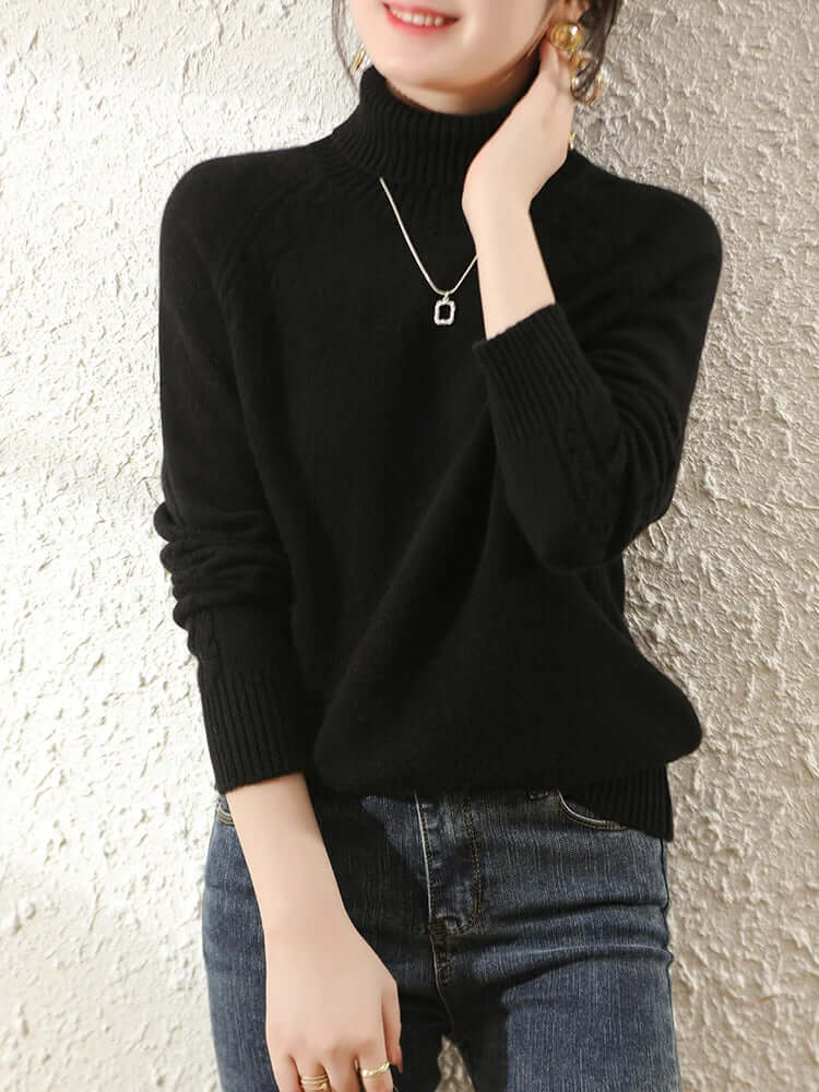 Jersey de punto con cuello alto para mujer