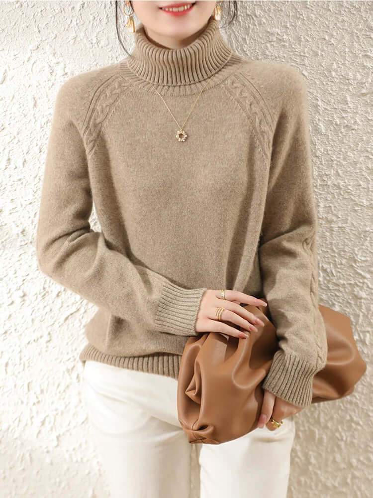 Jersey de punto con cuello alto para mujer