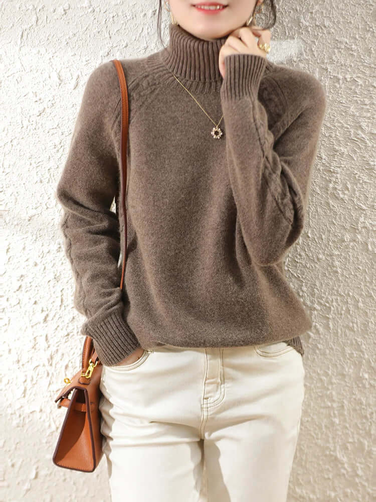 Jersey de punto con cuello alto para mujer