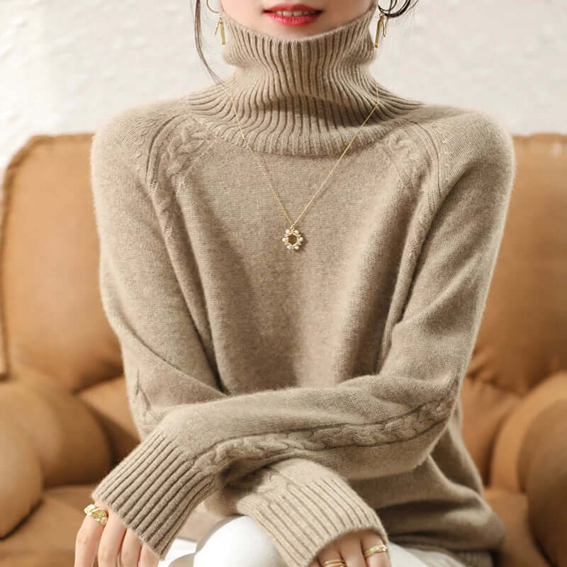 Jersey de punto con cuello alto para mujer