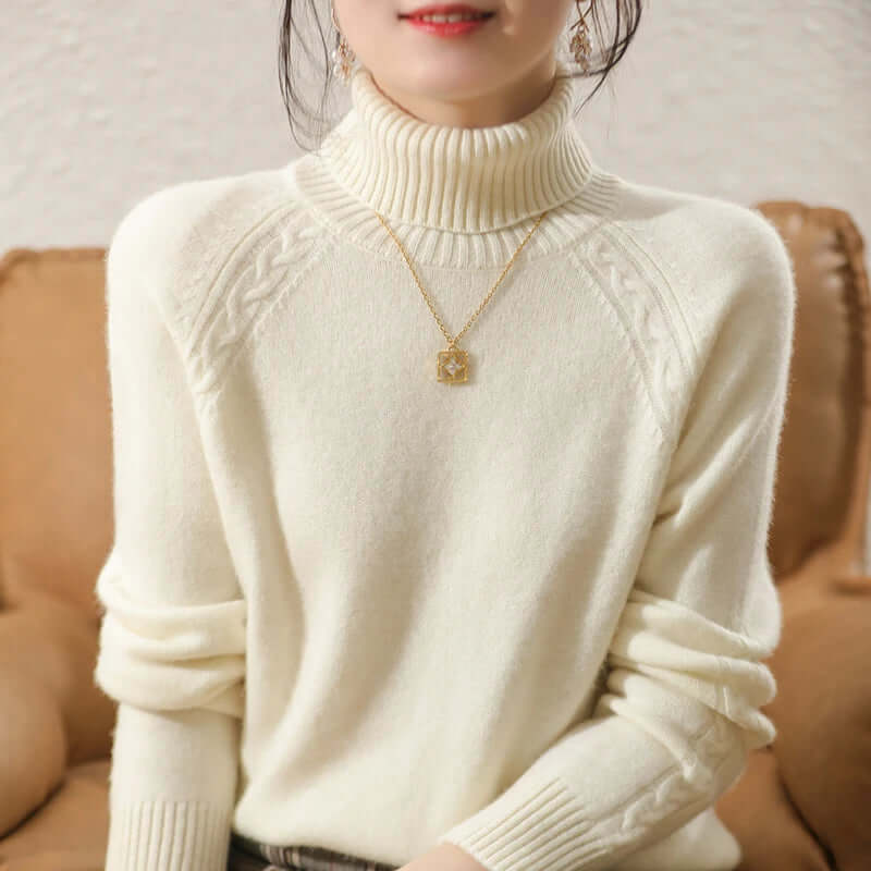 Jersey de punto con cuello alto para mujer