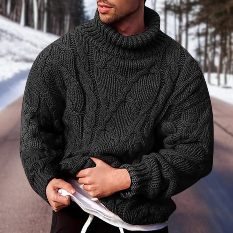 Jersey de punto con cuello alto y trenzas para hombre
