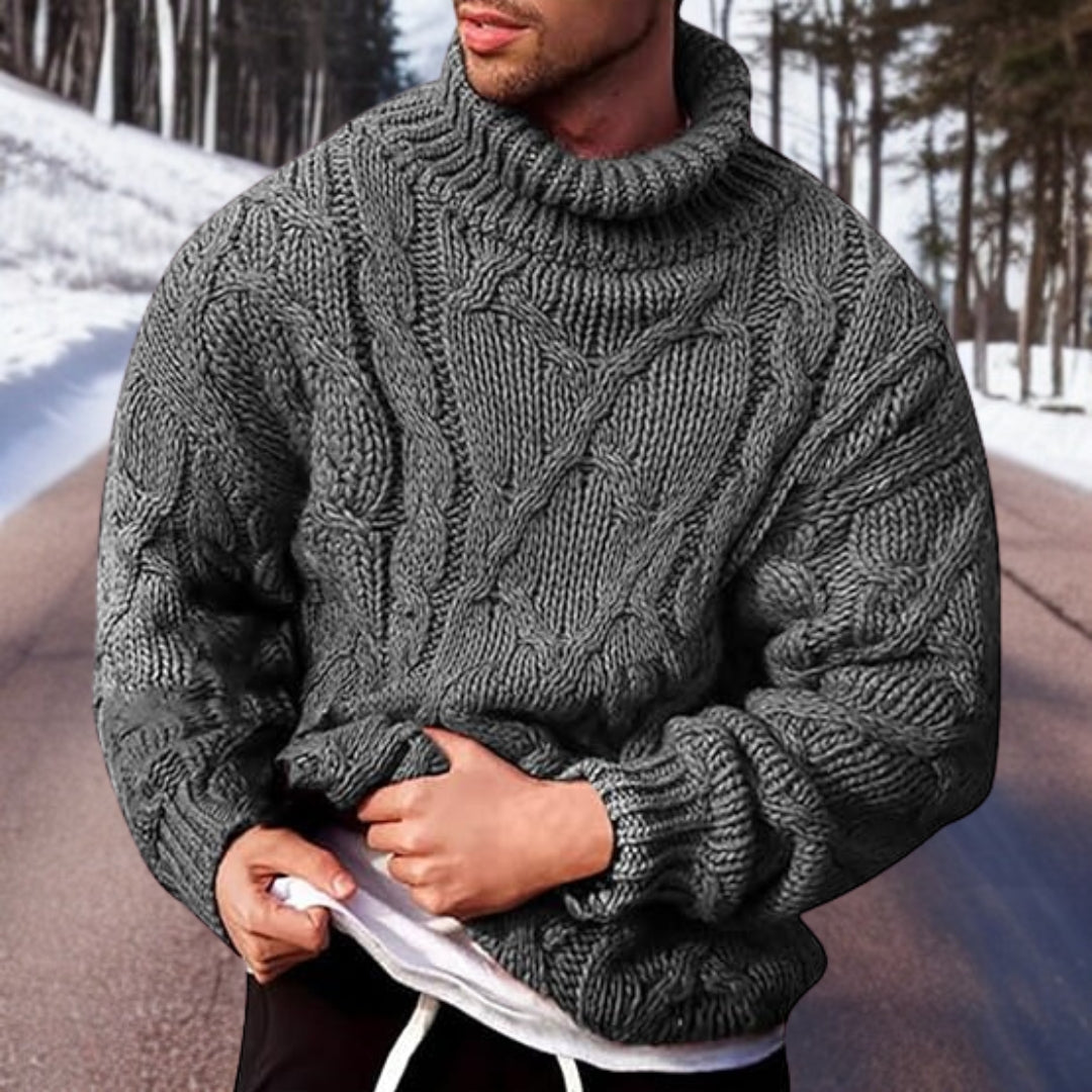 Jersey de punto con cuello alto y trenzas para hombre