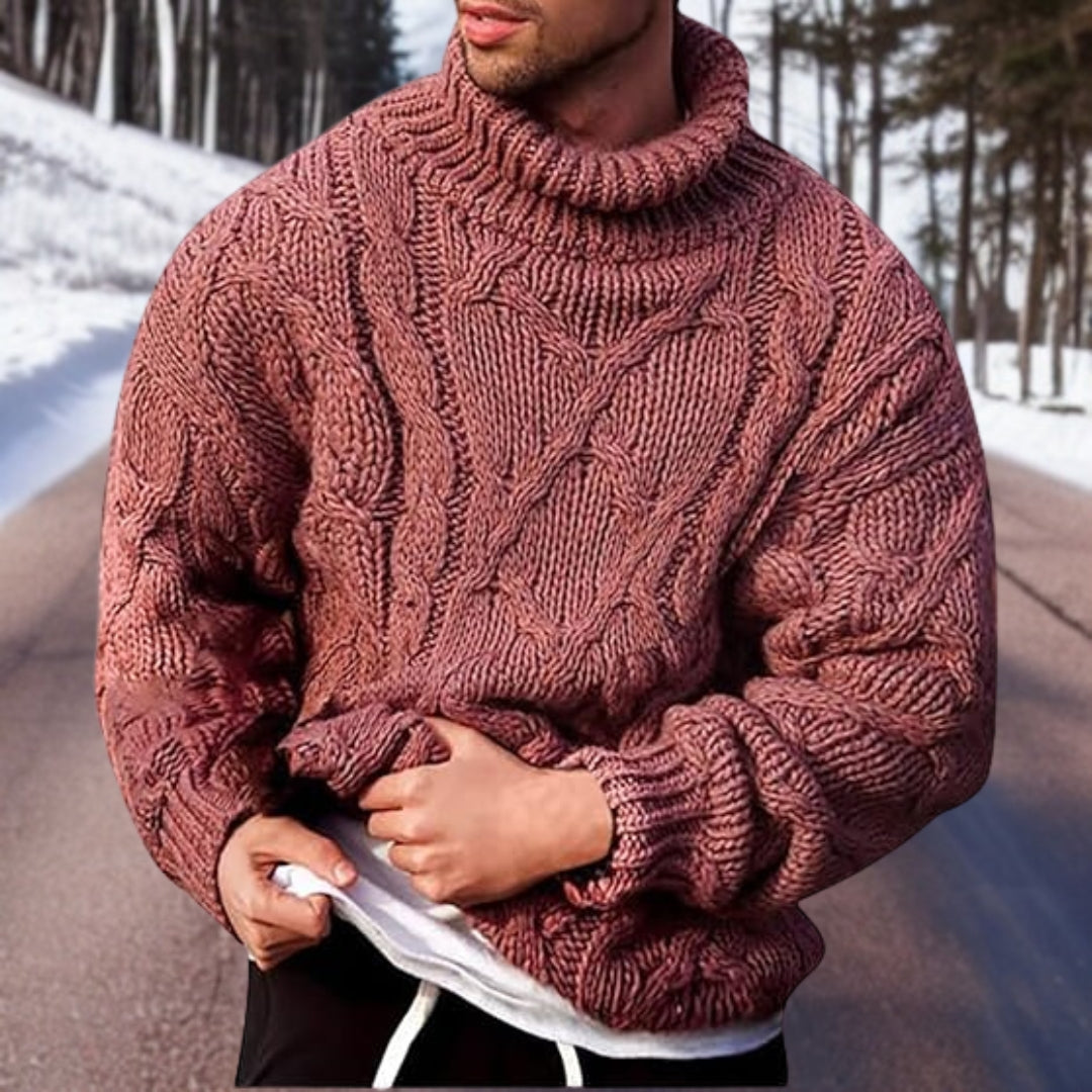 Jersey de punto con cuello alto y trenzas para hombre