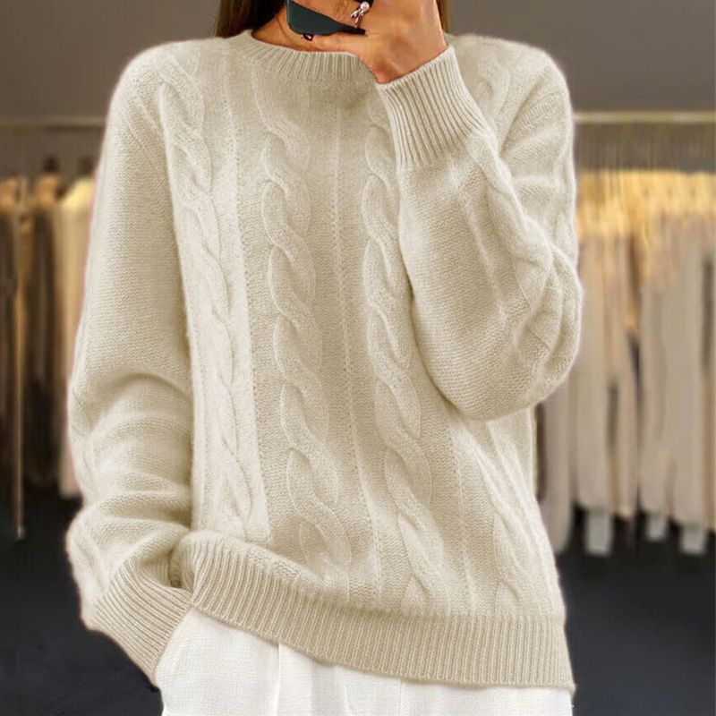 Jersey de punto con diseño de trenzas - Cálido, suave y elegante - Invierno
