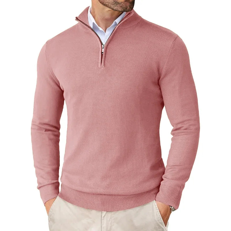 Jersey de punto con media cremallera para hombre