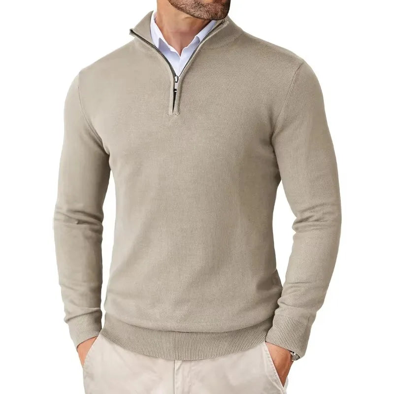 Jersey de punto con media cremallera para hombre