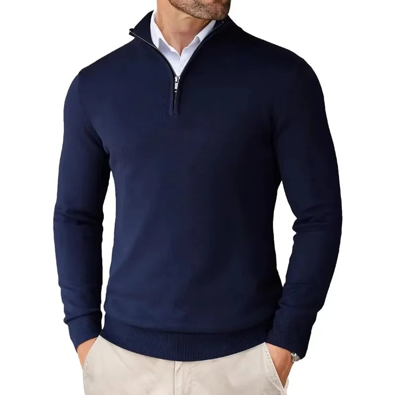 Jersey de punto con media cremallera para hombre