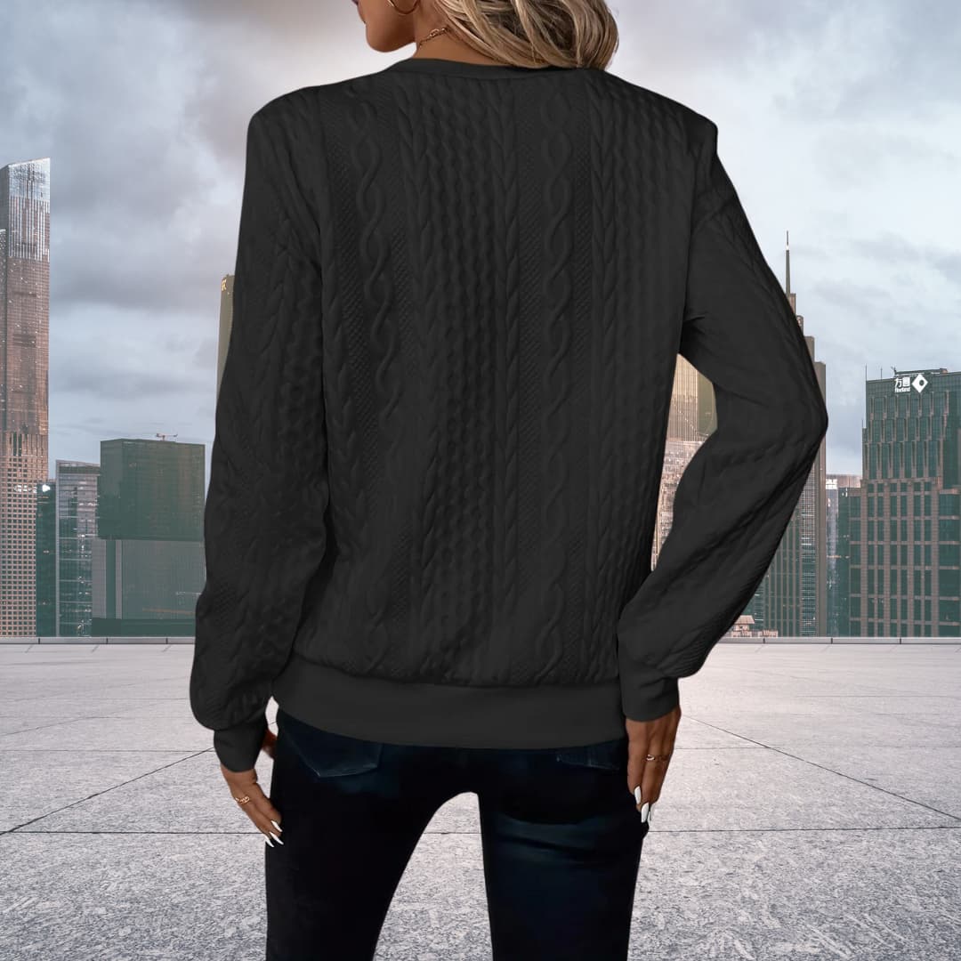 Jersey de punto con trenzas y cremallera para mujer
