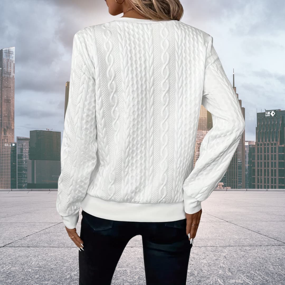 Jersey de punto con trenzas y cremallera para mujer