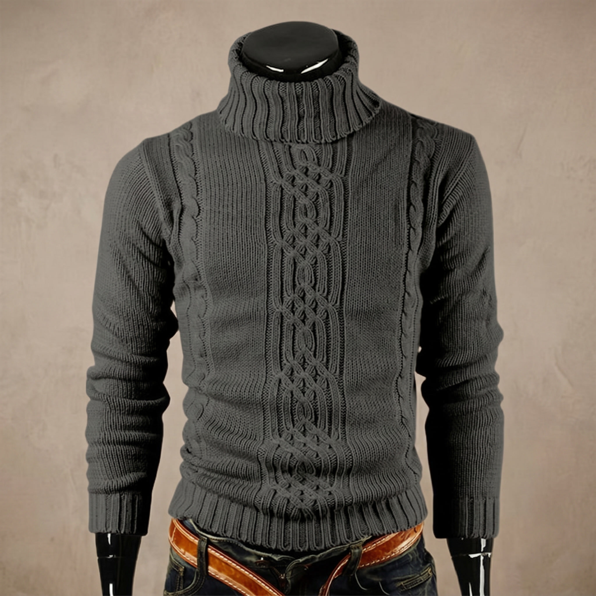 Jersey de punto de algodón para hombre con trenzado | Jersey de invierno cálido y casual
