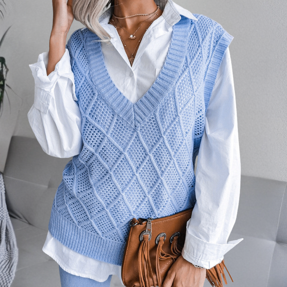 Jersey de punto de lana para mujer con textura moderna