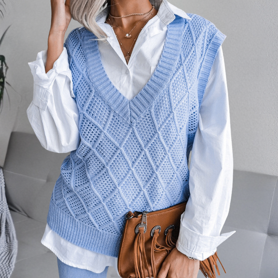 Jersey de punto de lana para mujer con textura moderna