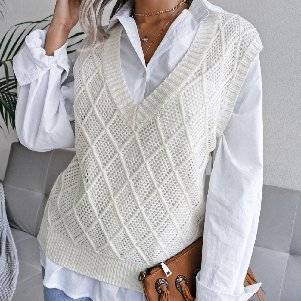 Jersey de punto de lana para mujer con textura moderna