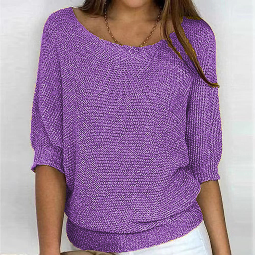 Jersey de punto holgado para mujer con manga 3/4
