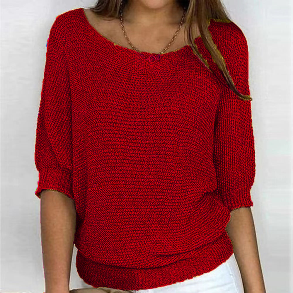 Jersey de punto holgado para mujer con manga 3/4