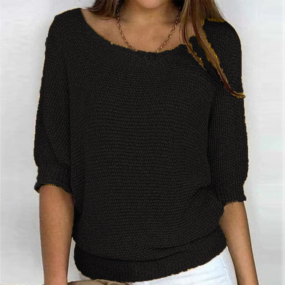 Jersey de punto holgado para mujer con manga 3/4