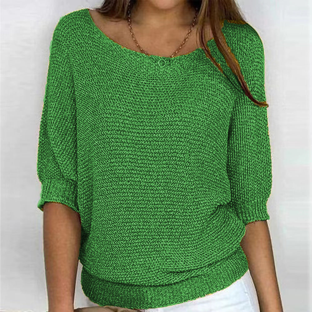 Jersey de punto holgado para mujer con manga 3/4