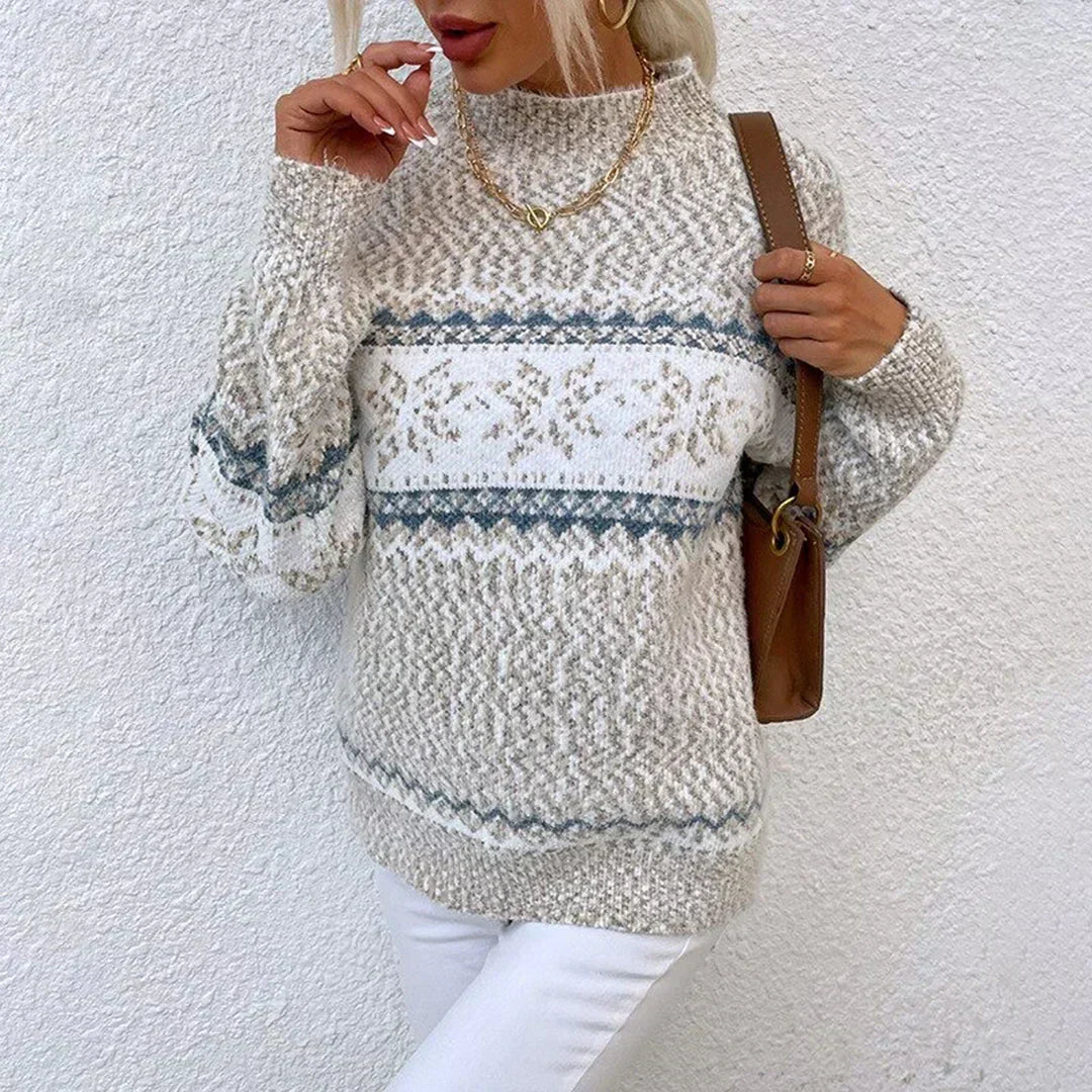 Jersey de Punto Invernal para Mujer con Estampado de Copos de Nieve, Cálido y Cómodo