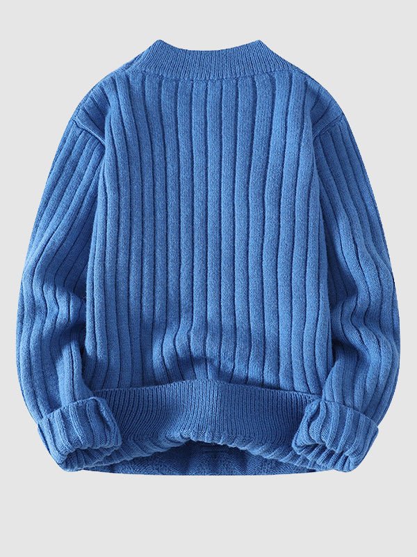 Jersey de punto para hombre con cuello redondo y diseño de trenzas