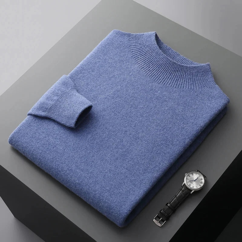 Jersey de punto para hombre con cuello semi-alto