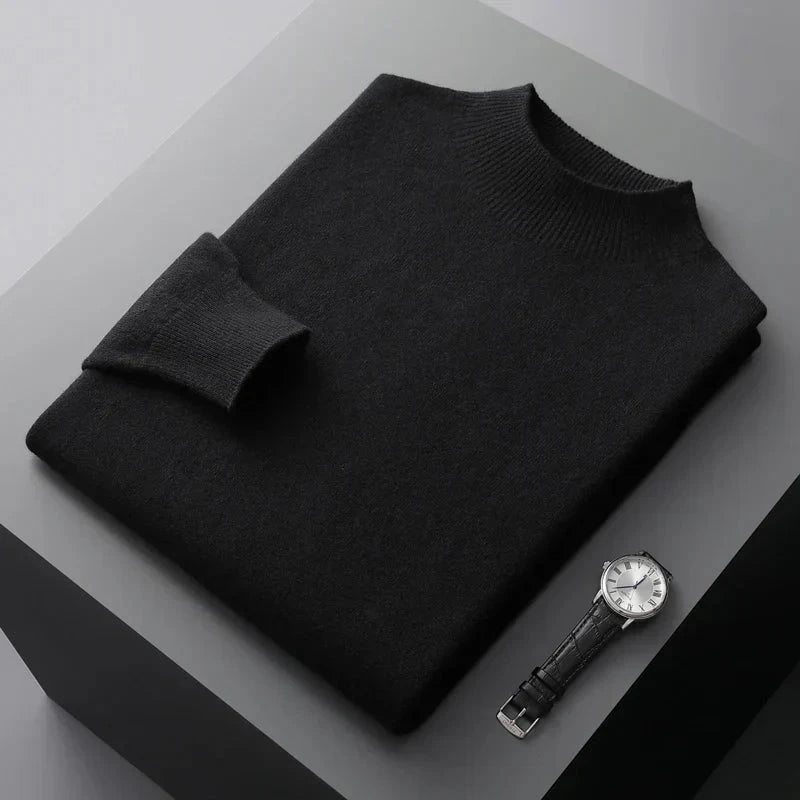 Jersey de punto para hombre con cuello semi-alto