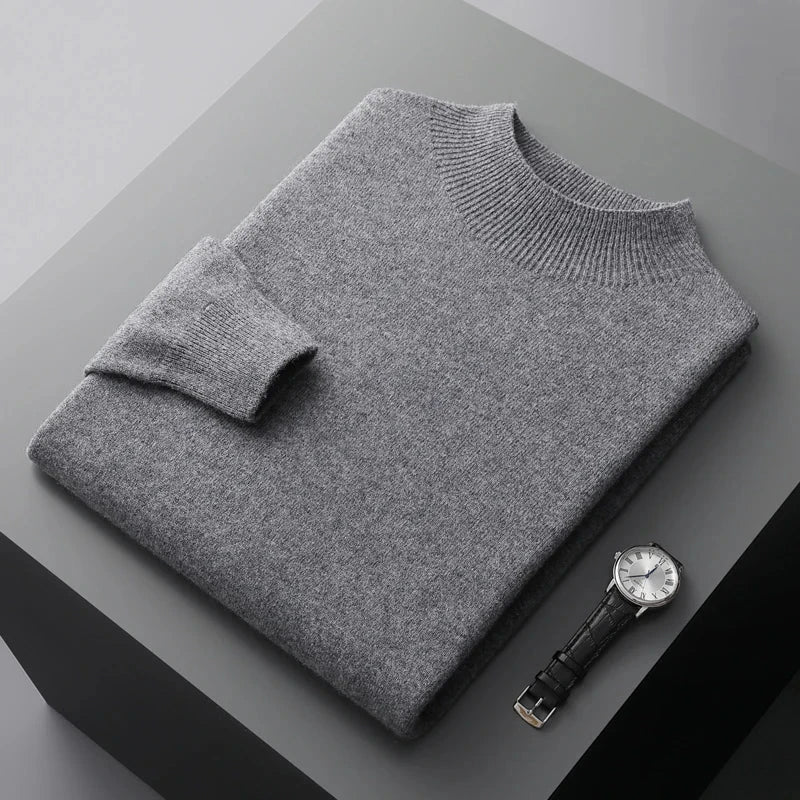 Jersey de punto para hombre con cuello semi-alto