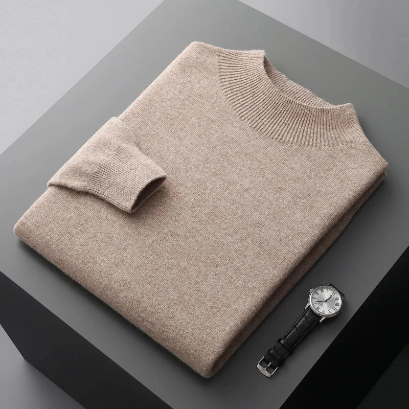 Jersey de punto para hombre con cuello semi-alto