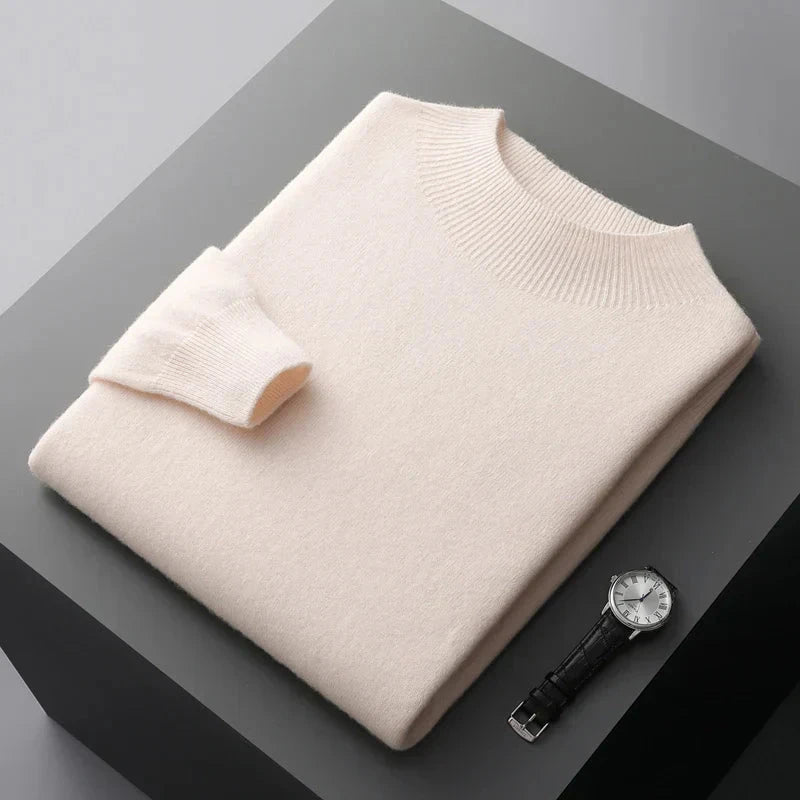 Jersey de punto para hombre con cuello semi-alto