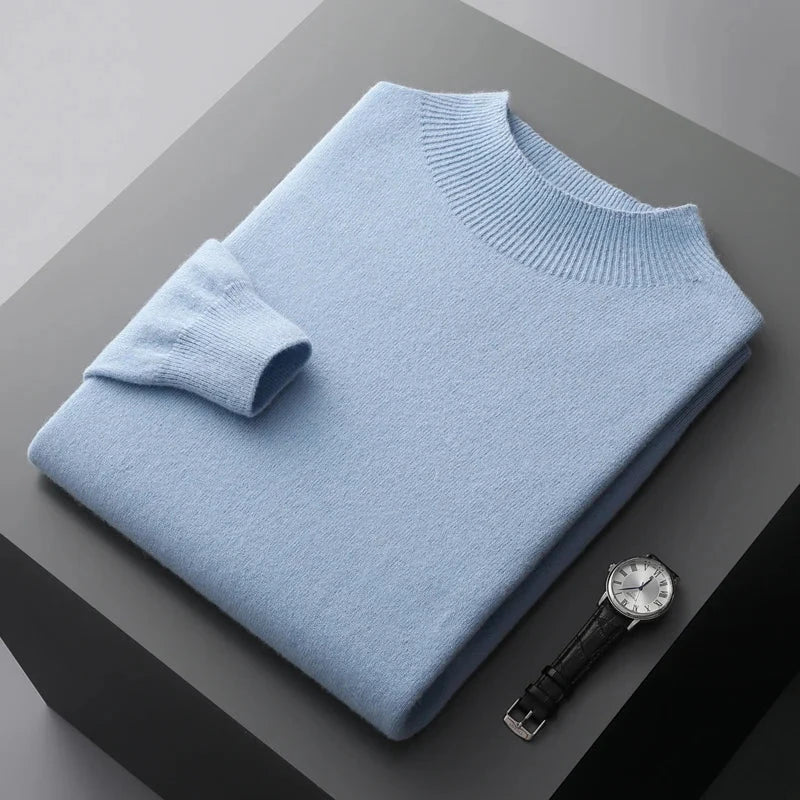 Jersey de punto para hombre con cuello semi-alto