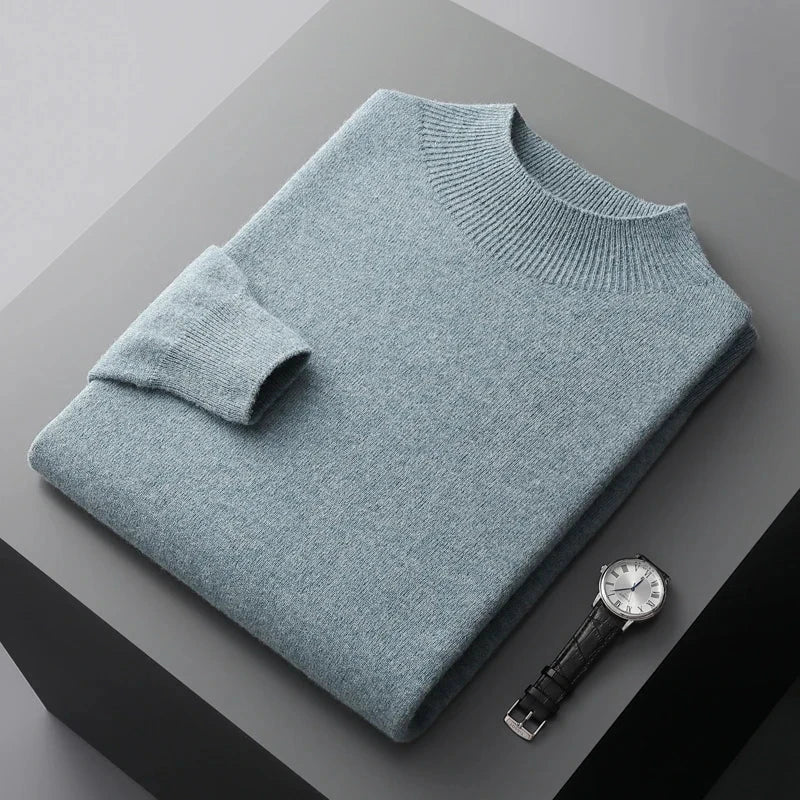 Jersey de punto para hombre con cuello semi-alto
