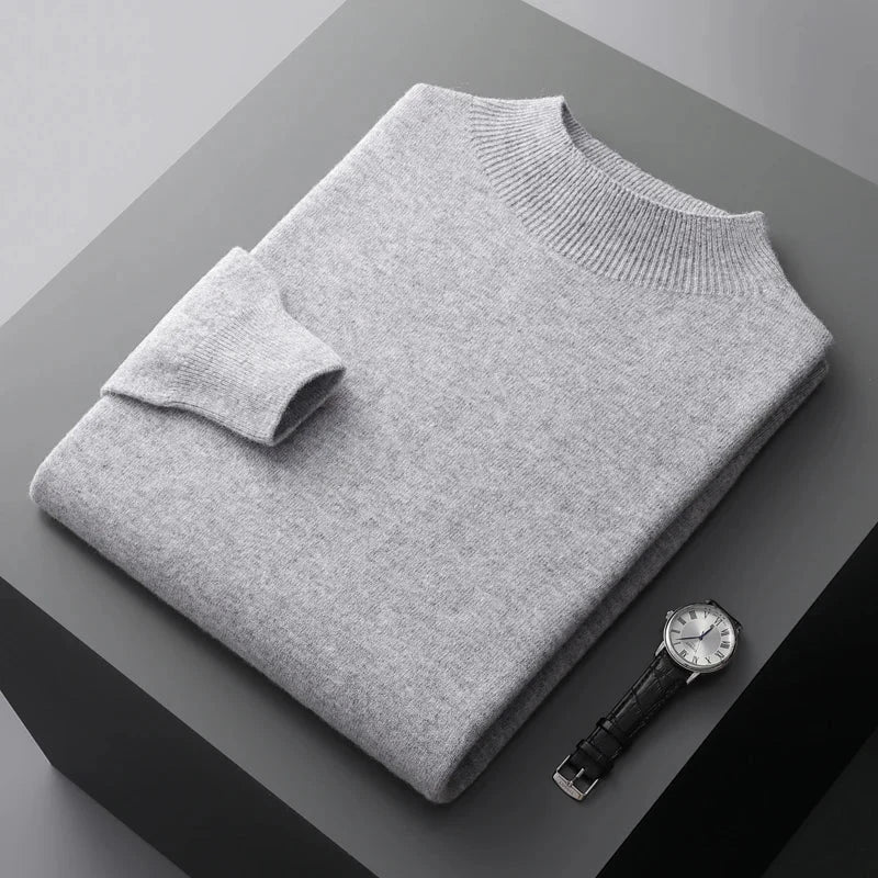 Jersey de punto para hombre con cuello semi-alto