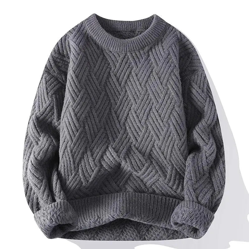 Jersey de punto para hombre con estampado y cuello redondo
