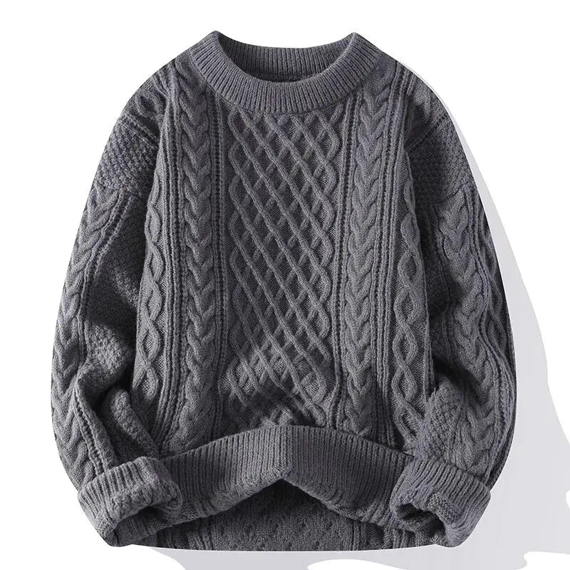 Jersey de punto para hombre con estampado y cuello redondo