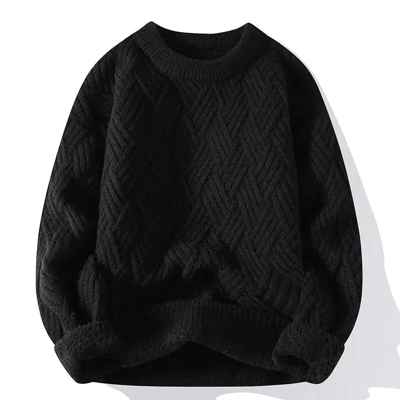 Jersey de punto para hombre con estampado y cuello redondo