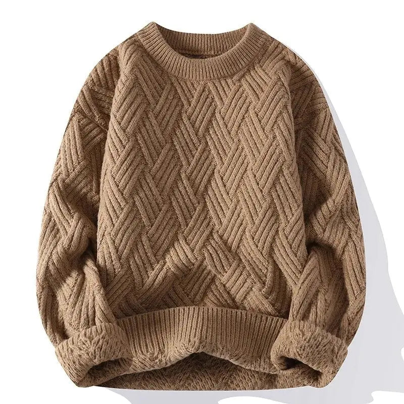 Jersey de punto para hombre con estampado y cuello redondo