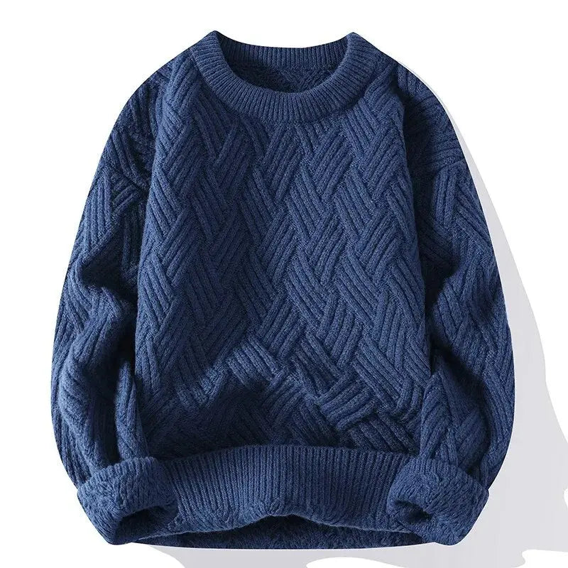 Jersey de punto para hombre con estampado y cuello redondo