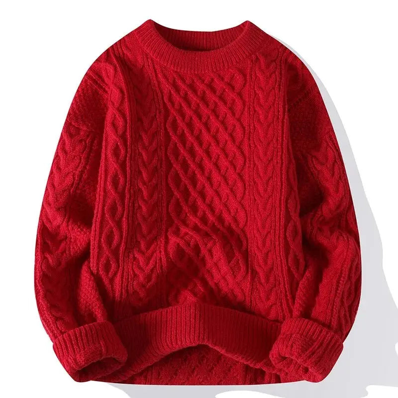 Jersey de punto para hombre con estampado y cuello redondo