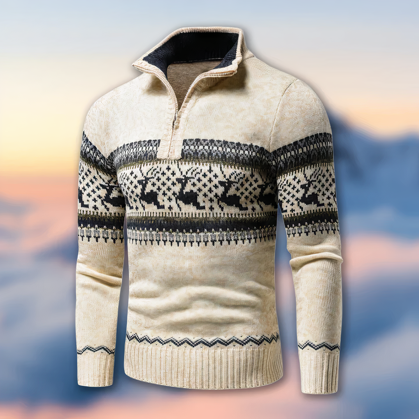 Jersey de punto para hombre con media cremallera