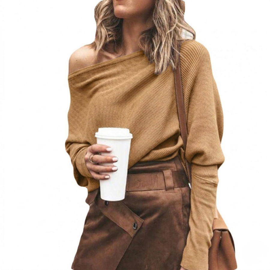 Jersey de punto para mujer con hombros descubiertos