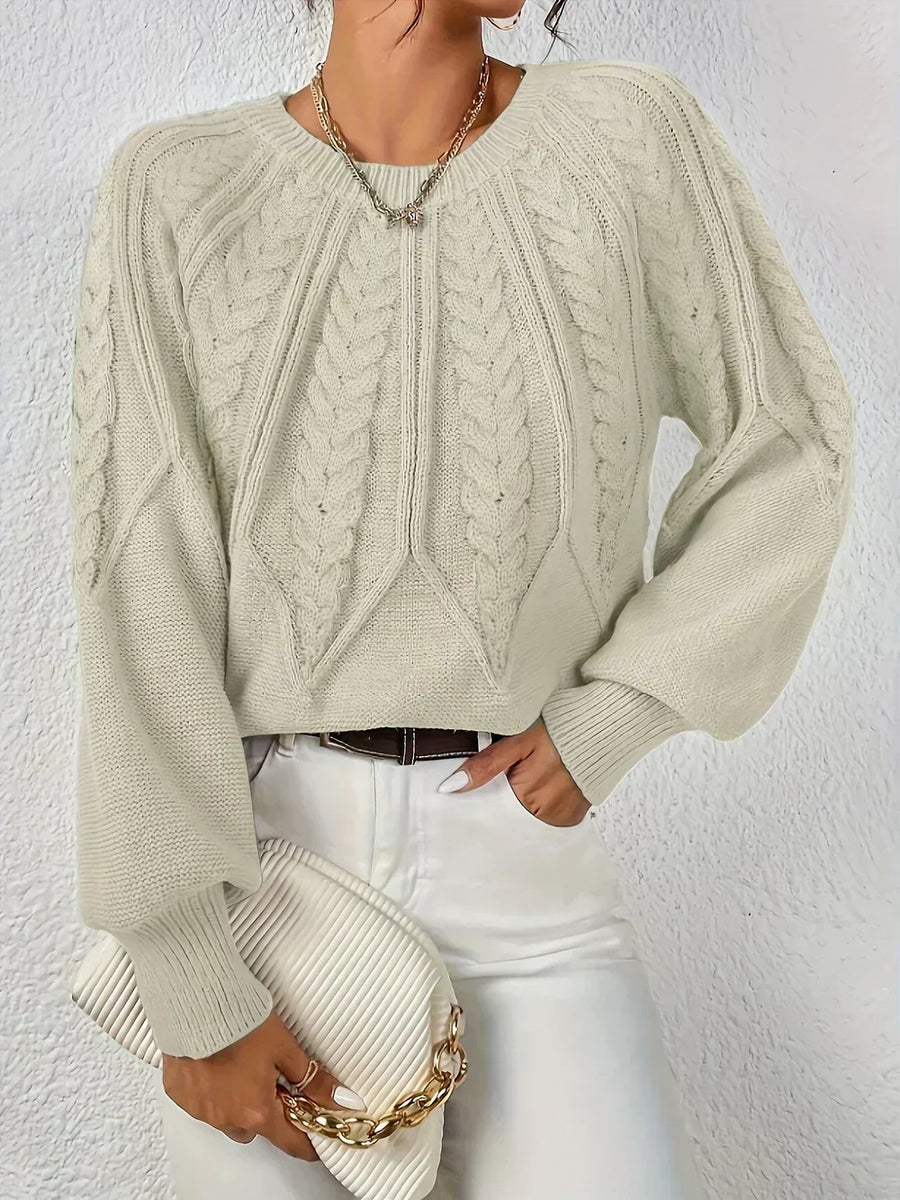 Jersey de punto para mujer con trenzas y mangas raglán
