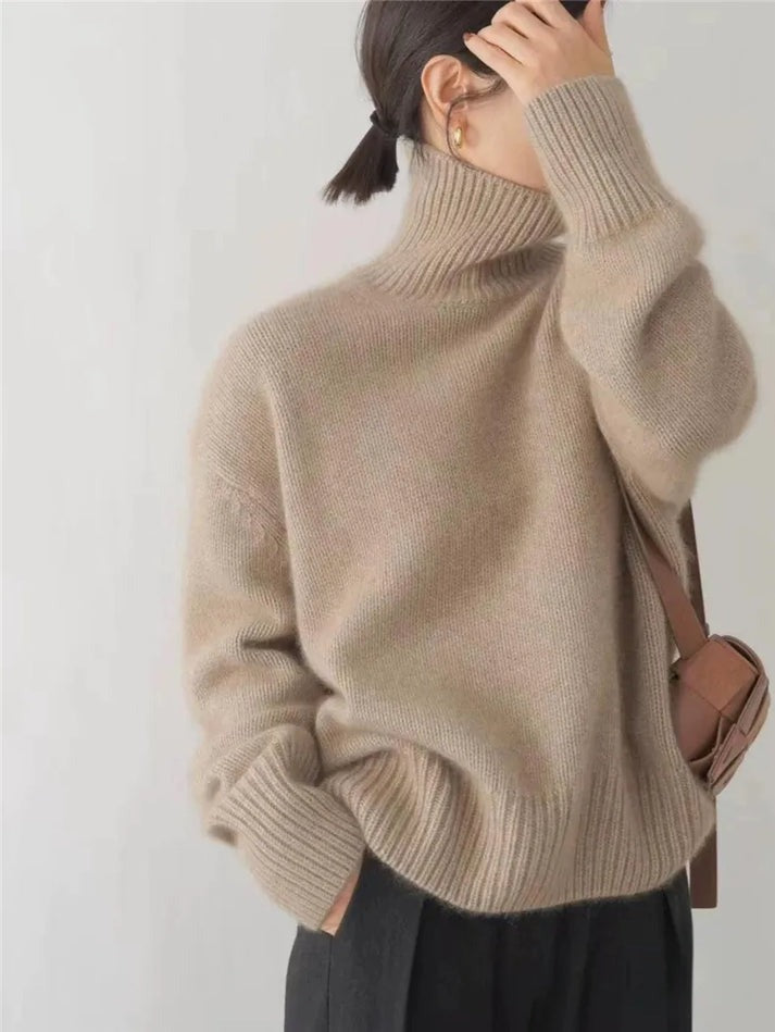 Jersey elegante de cuello alto para invierno