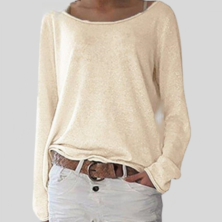 Jersey ligero de otoño elegante con cuello redondo